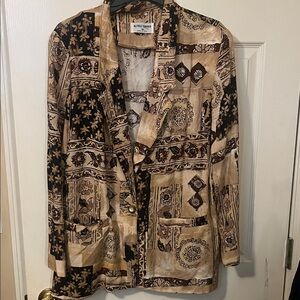 Alfred Dunner Women's Geometric Blazer - Black and Tan